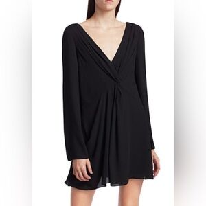 CINQ À SEPT 'Cecil' Twist-Front Crepe Dress, Black